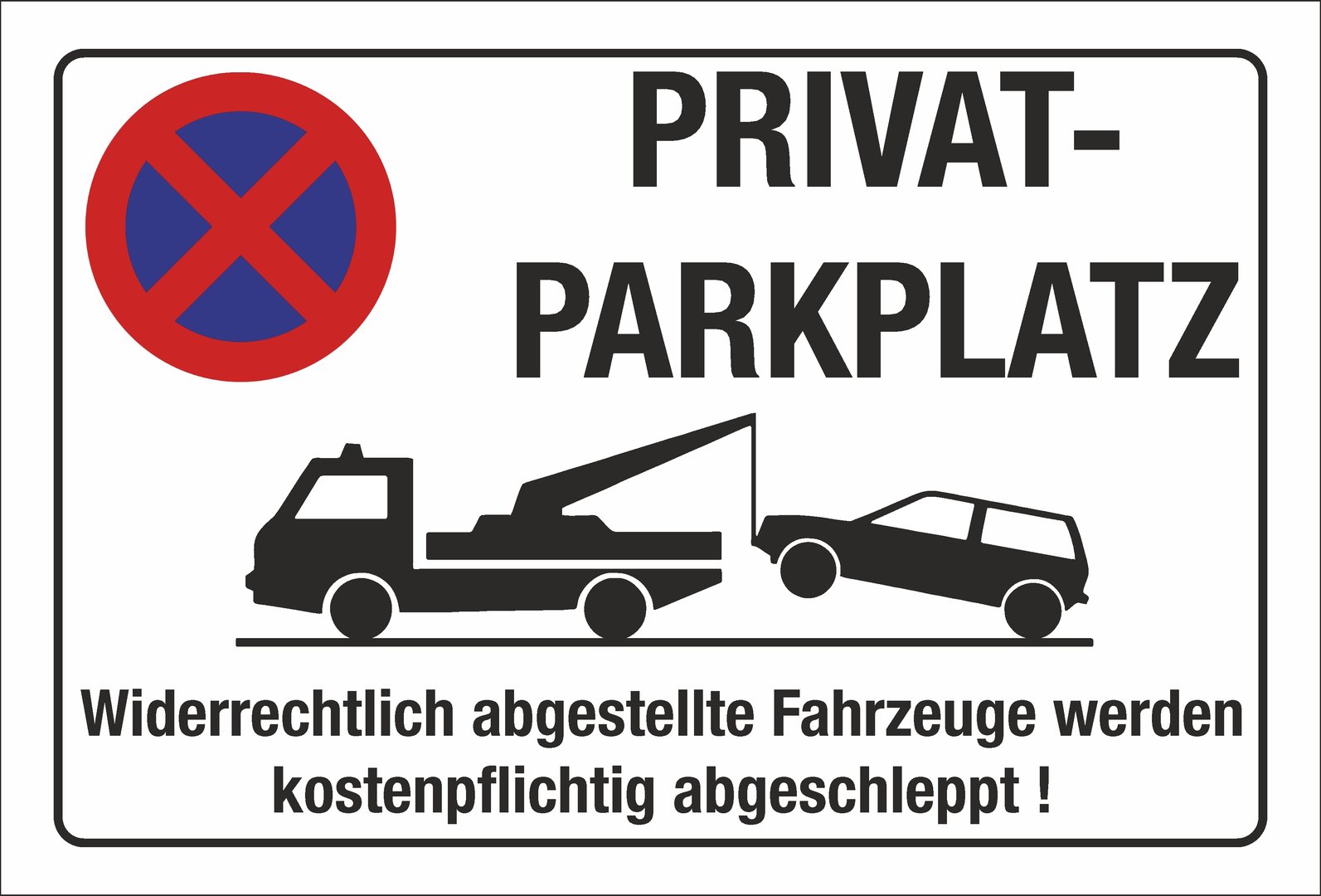 3 mm Alu-Verbund 52 x 11 cm Schild Parkplatz "PRIVAT" 