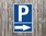 Hinweis Schild Parkplatz Pfeil rechts Richtung Parkplatz Markierung
