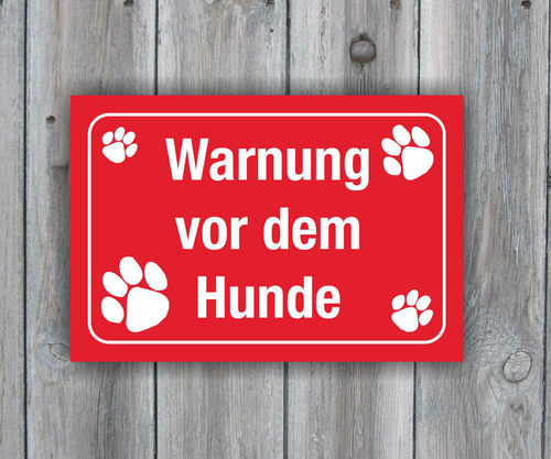 Schild Warnung vor dem Hunde, rot, 25 x 17 cm, Hundewarnschild