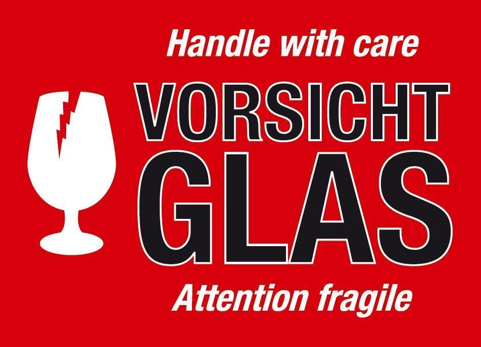 vervolging satelliet Vlekkeloos Achtung Warnung Attention Glass Etikett selbstklebend 74 x 105 mm