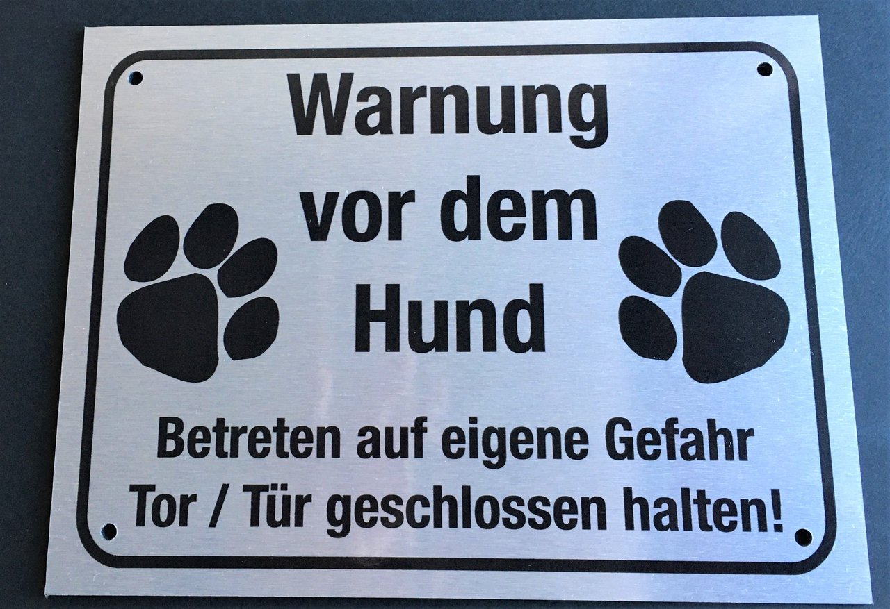 Schild in Alludibondausführung Warnung vor dem Hund Wahl 2 